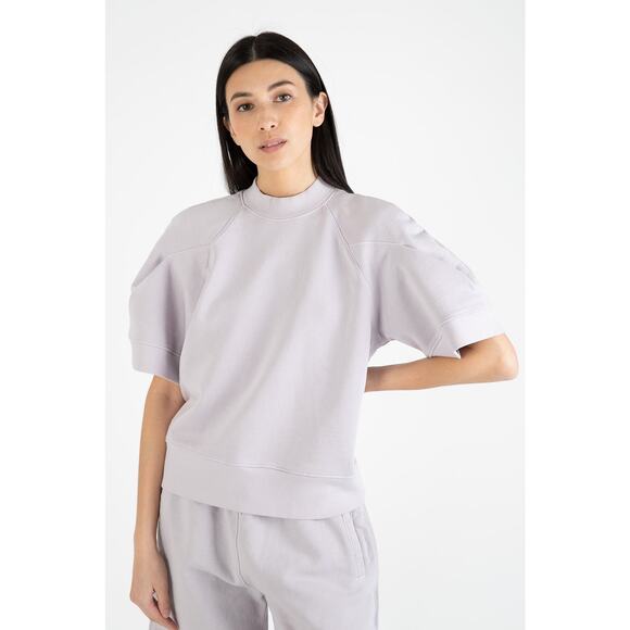 New Agolde Small The Round Shoulder Sweatshirt Jelly Bean Light Purple Mock Neck - Picture 13 of 13